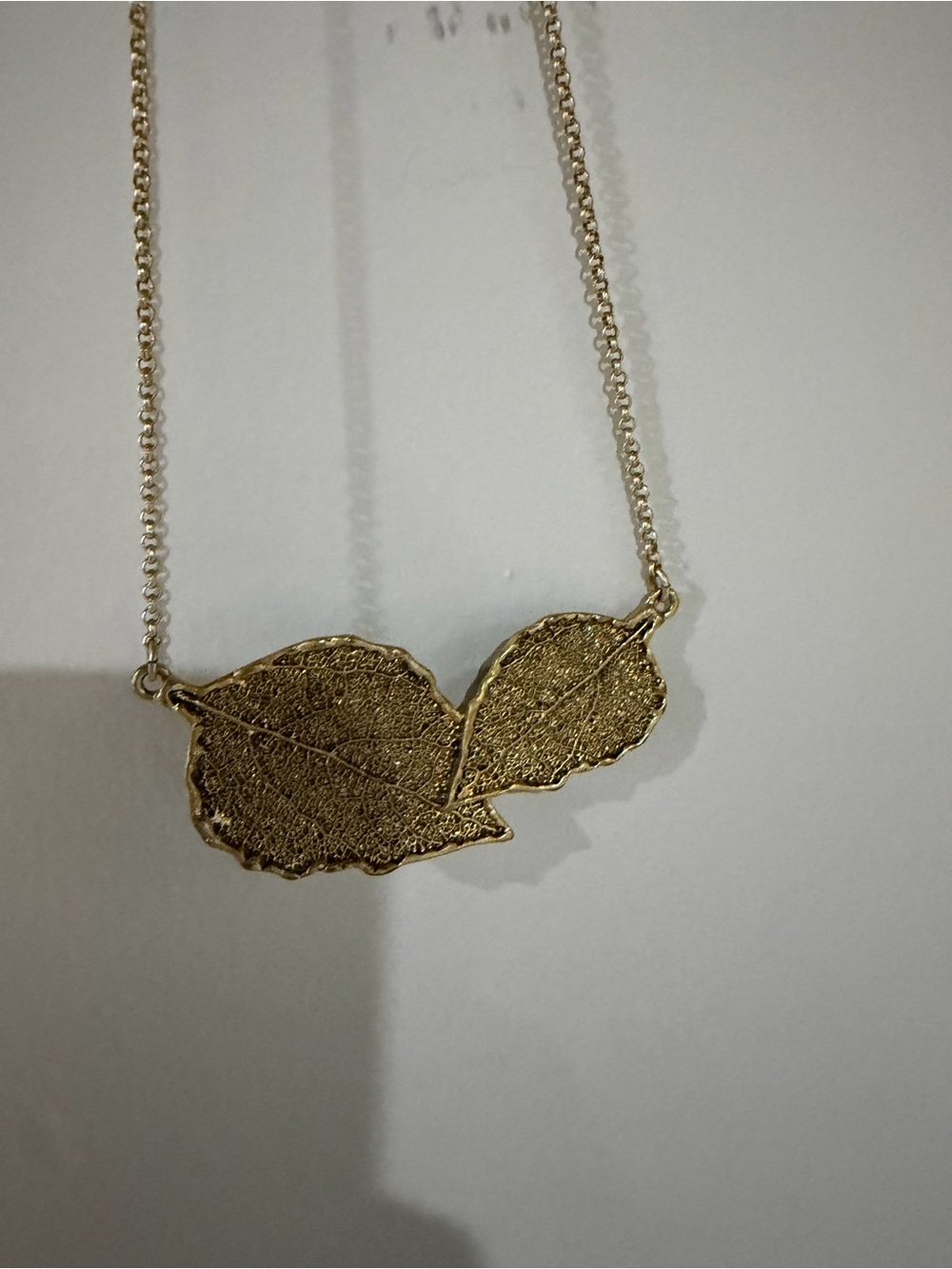 Lia Sophia Gold Double Leaf Necklace